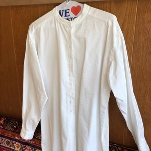 White Nehru Collar Button Up Tunic
